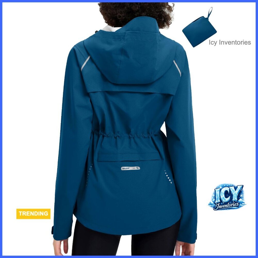 Waterproof Packable Lightweight Running Jacket Reflective Hooded Windbreaker